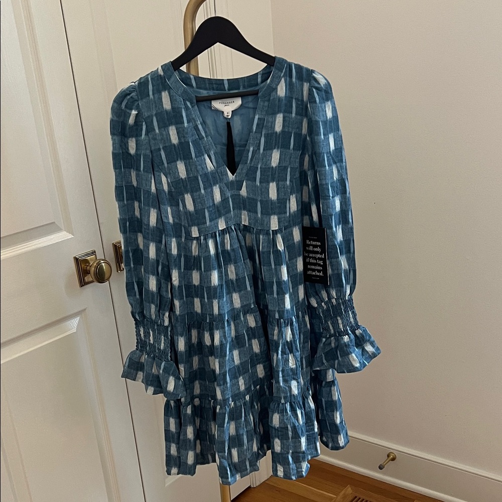 NWT Pomander Place Teal and White Plaid Dress